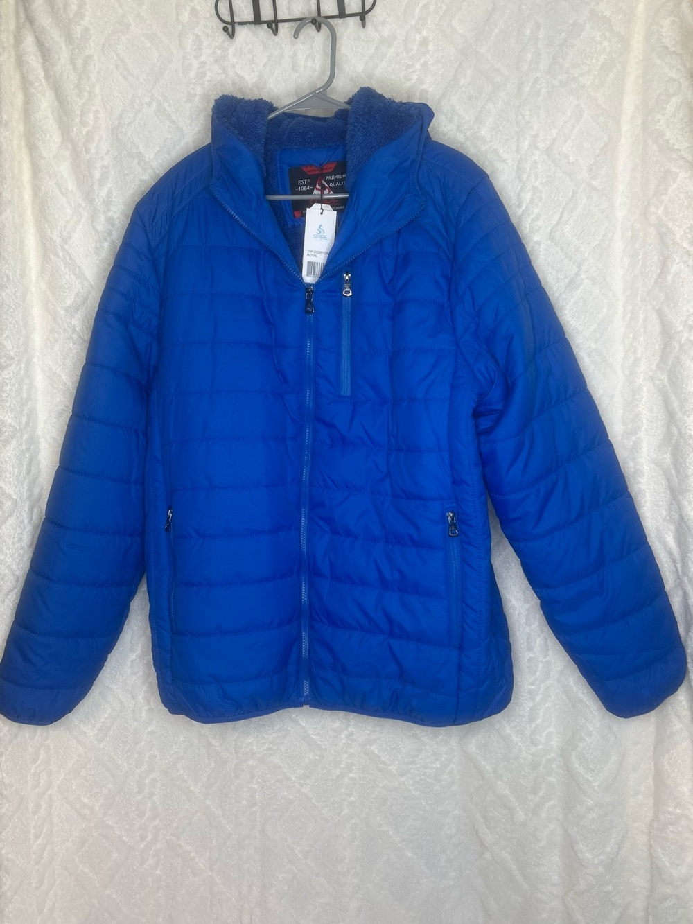 Spire Men’s Royal Blue Quilted Hooded Puffer Jacket